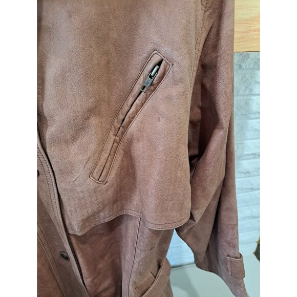 Adventure Bound Men's Leather Duster Long Length Trench Coat Lined Medium... - Picture 6 of 15